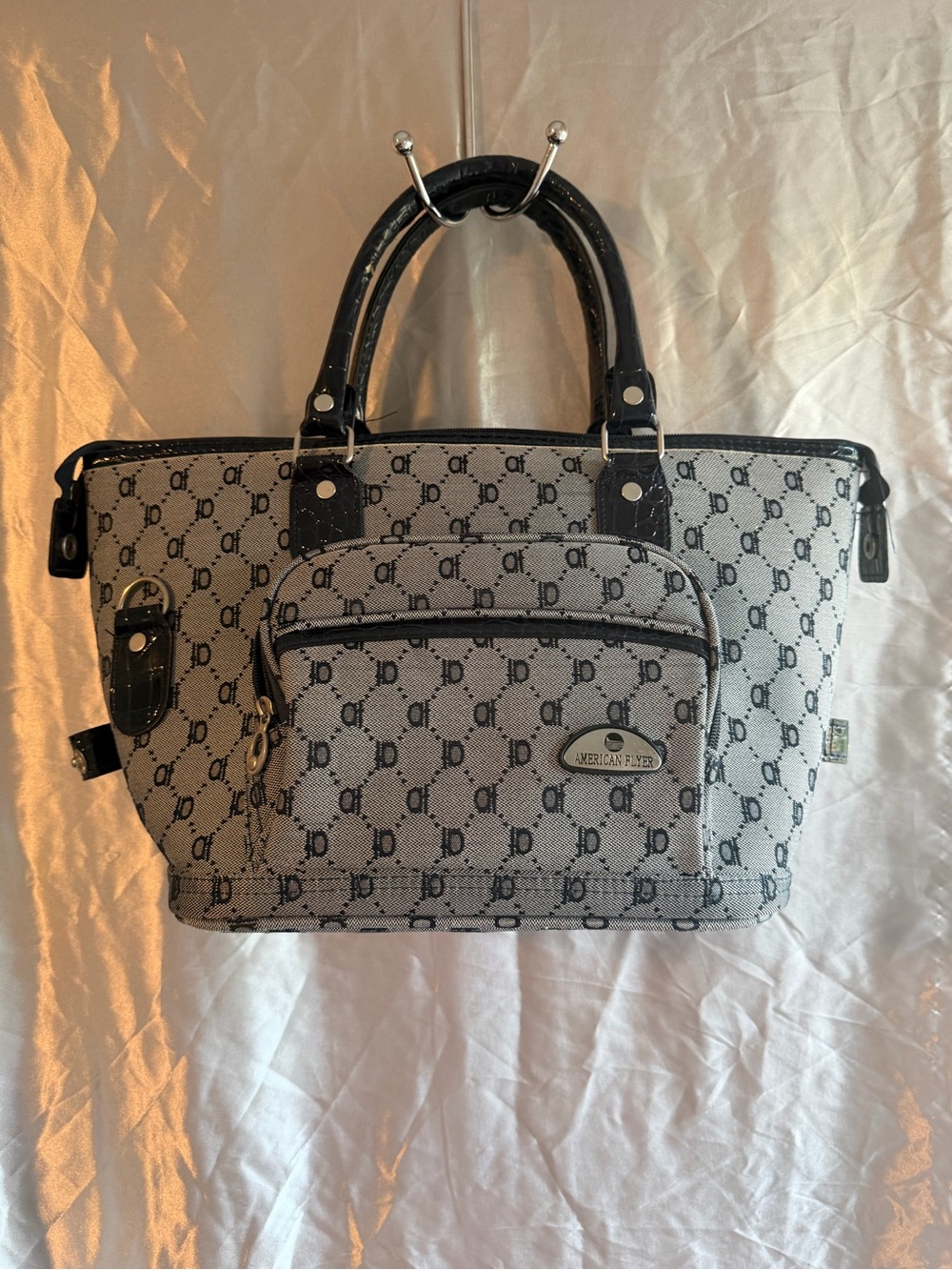 Vintage American Flyer Signature Cosmetic Satchel Bag